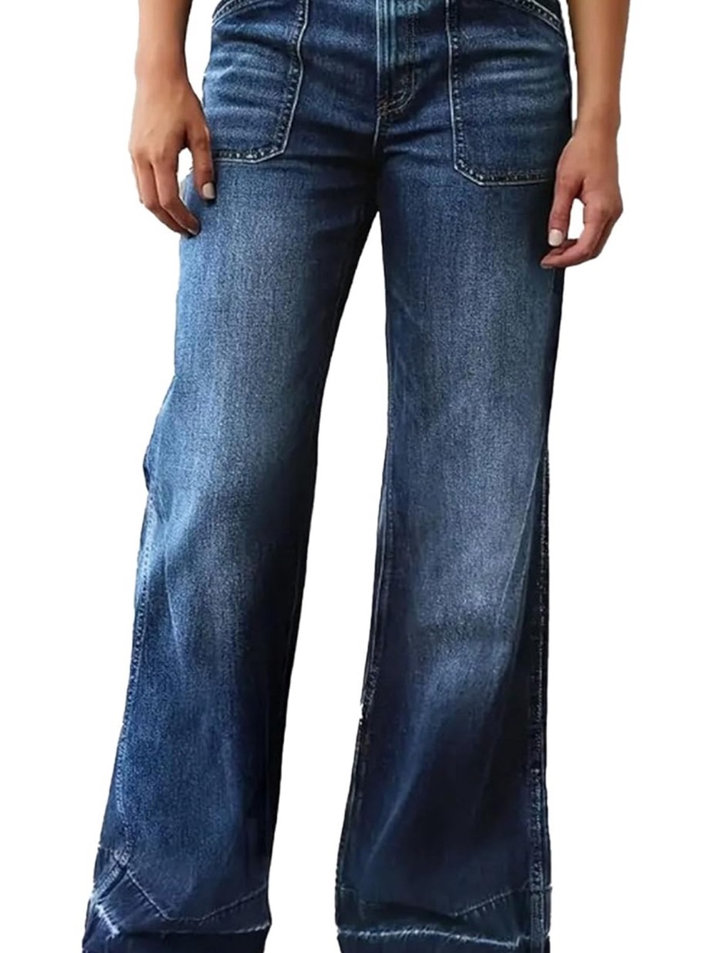 Wide-Leg Women's Jeans in Washed Blue
